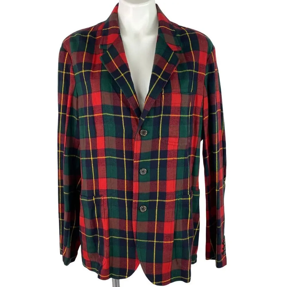Polo Ralph Lauren Blazer Jacket Plaid Cotton Ultra Lightweight Men's Size XL